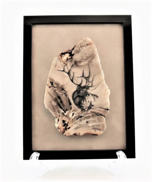 Scrimshaw Stag on Jasper
