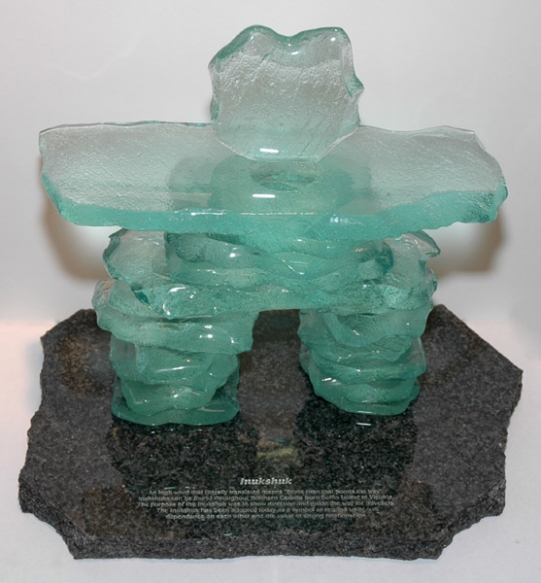 Inukshuk on Black Granite Base with Inscription